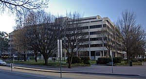 Australian Federal Police Headquarters in Canberra City, Australian Capital Territory. The AFP are primarily responsible for enforcing federal criminal law Australian Federal Police Headquarters.jpg