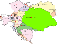 Bukovina Austrijos-Vengrijos sudėtyje, pažymėta skaičiumi - 2