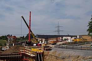 Baustelle der neuen Böbertalbrücke bei Großenlupnitz