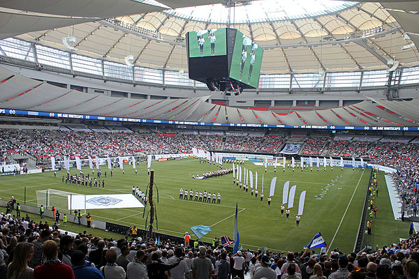 White sheets are used to artificially reduce the capacity of BC Place for Whitecaps FC matches.