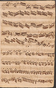 The opening of the BWV 564 Toccata, in the hand of Johann Peter Kellner - showcasing the elaborate manual passage-work, and most of the virtuoso pedal solo BWV564-Toccata.jpg