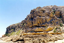 Face of the bluff on the southern head