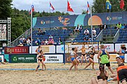 Deutsch: Beachhandball Europameisterschaften 2019 (Beach handball Euro); Tag 6: 7. Juli 2019 – Spiel um Platz Drei, Frauen, Kroatien-Niederlande 0:2 (14:23, 20:22) English: Beach handball Euro; Day 6: 7 July 2019 – Women's Bronze Medal Match – Croatia-Netherlands 0:2 (14:23, 20:22)