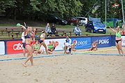 Deutsch: Beachhandball Europameisterschaften 2019 (Beach handball Euro); Tag 3: 4. Juli 2019 – Frauen, Platzierungsrunde Gruppe IV, Russland-Slowenien 2:0 (18:11, 20:16) English: Beach handball Euro; Day 3: 4 July 2019 – Women Consolation Round Group IV – Russia-Slovenia 2:0 (18:11, 20:16)