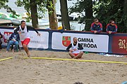 Deutsch: Beachhandball Europameisterschaften 2019 (Beach handball Euro); Tag 3: 4. Juli 2019 – Männer, Hauptrunde Gruppe II, Frankreich-Kroatien 0:2 (16:24, 10:27) English: Beach handball Euro; Day 3: 4 July 2019 – Men Main Round Group II – France-Croatia 0:2 (16:24, 10:27)