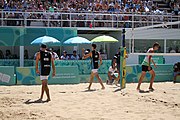 Deutsch: Beachvolleyball bei den Olympischen Jugendspielen 2018; Tag 11, 17. Oktober 2018; Jungen, Spiel um Platz 3 – Argentinien-Ungarn 2:0 (21–15/21–15) English: Beach volleyball at the 2018 Summer Youth Olympics at 17 October 2018 – Bronze Medal Match – Argentina-Hungary 2:0 (21–15/21–15)