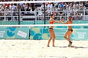 Deutsch: Beachvolleyball bei den Olympischen Jugendspielen 2018; Tag 9, 15. Oktober 2018; Mädchen, Viertelfinale: USA-Spanien 2–1 (21–19/17–21/15–9) English: Beach volleyball at the 2018 Summer Youth Olympics at 15 October 2018 – Girls Quarterfinals: USA-Spain 2–1 (21–19/17–21/15–9)