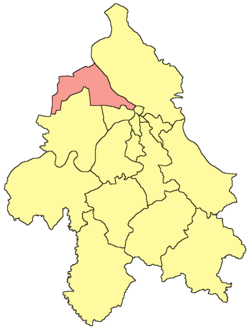 ベオグラードにおけるゼムン区の位置の位置図