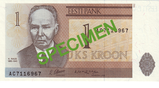 <span class="mw-page-title-main">1 kroon</span> Estonian banknote