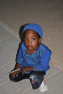 A child of the Black Hebrew Israelite community, in Dimona, September 2005. Black hebrews Dimona children.jpg
