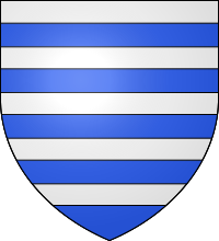 Barry (of ten) argent and azure Blason-burele-argent-azur.svg