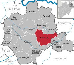 Läget för staden Blomberg' i Kreis Lippe