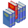 Bookshelf icon (red and blue).svg