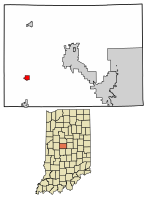 Location of Advance in Boone County, Indiana.