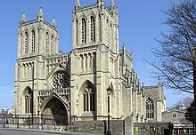 The structure of the church was completed with the Pearson's towers in 1888. Bristol.cathedral.west.front.arp.jpg
