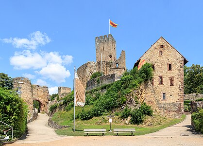 North gate of the Outer bailey, Country writing office and part of the Upper bailey Rötteln Castle Lörrach Germany