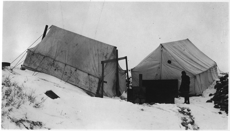 File:Camp tents in the winter - NARA - 285823.tif