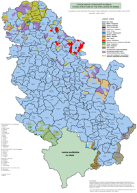 The municipalities with a color other than light blue have a non-Serb plurality or majority. Census 2002 Serbia, ethnic map (by municipalities).png