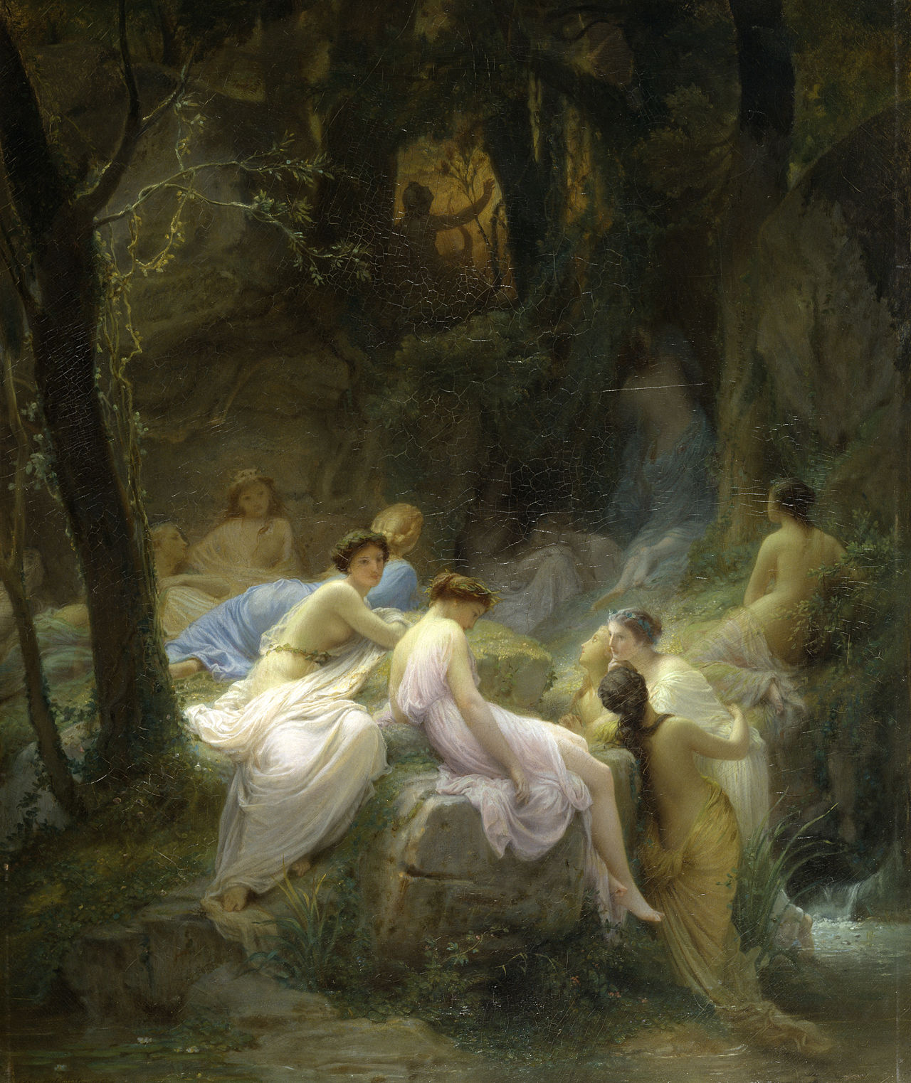 Målning av Charles Jalabert där nymfer lyssnar på sånger av Orfeus