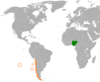 Location map for Chile and Nigeria.