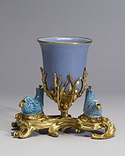 A Chinese porcelain bowl and two fish mounted in gilded bronze, France (1745–49))