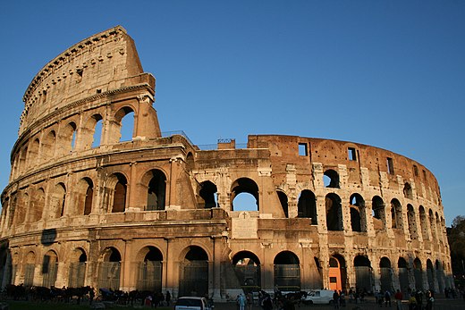 The Colosseum, the largest amphitheatre ever built,  and a popular tourist attraction
