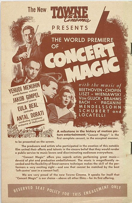 Poster for Concert Magic in 1948 at the Towne Cinema in Toronto, Canada