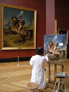 Copyist at work in the Louvre (2009) Copyist, Louvre 19 June 2009.jpg