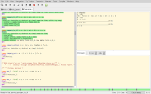 An interactive proof session in CoqIDE, showing the proof script on the left and the proof state on the right. Coq 8.5 stdlib proof.png