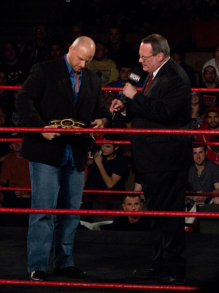 Pearce (left) and Jim Cornette formed an alliance in 2006, with Cornette appointing Pearce the Lieutenant Commissioner of Ring of Honor.
