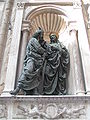 Jesus with Thomas, (replica) and original niche Orsanmichele, Florence