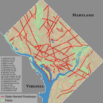 List of state-named roadways in Washington, D.C.