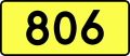 English: Sign of DW 806 with oficial font Drogowskaz and adequate dimensions.