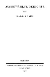 Ausgewählte Gedichte von Karl Kraus.