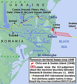 Pérdidas territoriales de Rumania en el delta del Danubio desde 1948