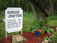 Donnan, Iowa memorial sign, showing the former location of the City of Donnan Donnan Junction Sign.jpg