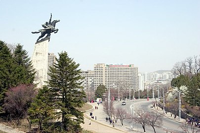 Le Chollima, cheval mythique, ici représenté sur une statue à Pyongyang.