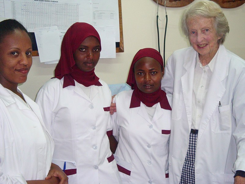 File:Dr Catherine Hamlin with trainee midwives at the Hamlin Fistula Hospital, Ethiopia 2009. Photo- Lucy Horodny, AusAID (10693395255).jpg