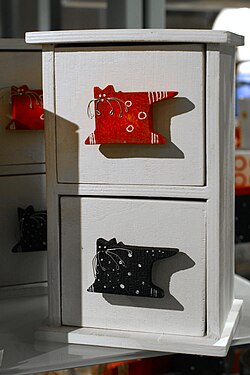 Small drawer furniture in a shop in Baerums Verk, Norway