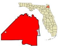 Jacksoninvillen Floridan kartalla