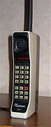 A Motorola DynaTAC 8000X, a brick phone from 1984