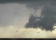 A tornado dissipating or "roping out" in Eads, CO. Eastern Colorado Tornado Ropes Out.jpg