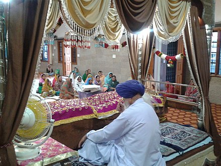 Sukhmani Sahib being recited as a group at Gurdwara Ameerpet, Hyderabad, India.