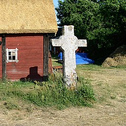 Minneskorset över prästen Martinus, som blev ihjälslagen i Föra 1431