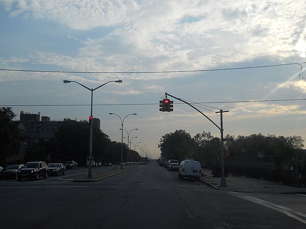 Flatlands Avenue and Schenck Avenue in 2011. The lot to the right has yet to be developed