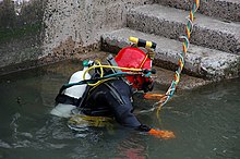 Surface supplied diver with bailout cylinder Former fishing boat, Carrickfergus harbour (2) - geograph.org.uk - 386786.jpg
