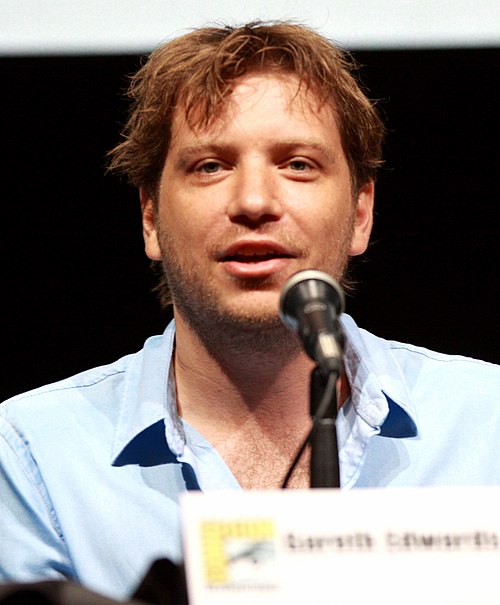 Director Gareth Edwards promoting the film at the 2013 San Diego Comic-Con