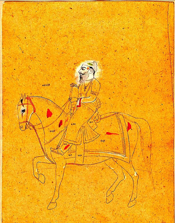 Gilded equestrian painting of Jassa Singh Ahluwalia, Punjab Plains, circa 1850