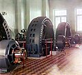 1909-ben gyártott 1,35 MW teljesítményű Ganz generátorok a murgabi vízierőműben, Türkmenisztán, Hindukus