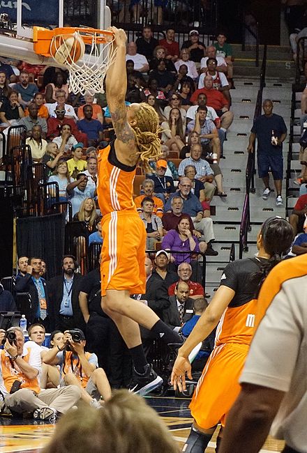 Griner dunking at the 2015 WNBA All-Star game held at the Mohegan Sun in Uncasville, Connecticut